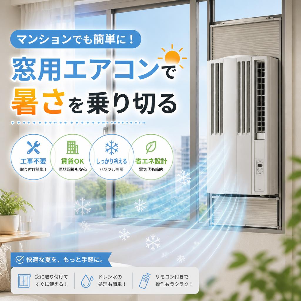マンションでも簡単に！窓用エアコンで暑さを乗り切る