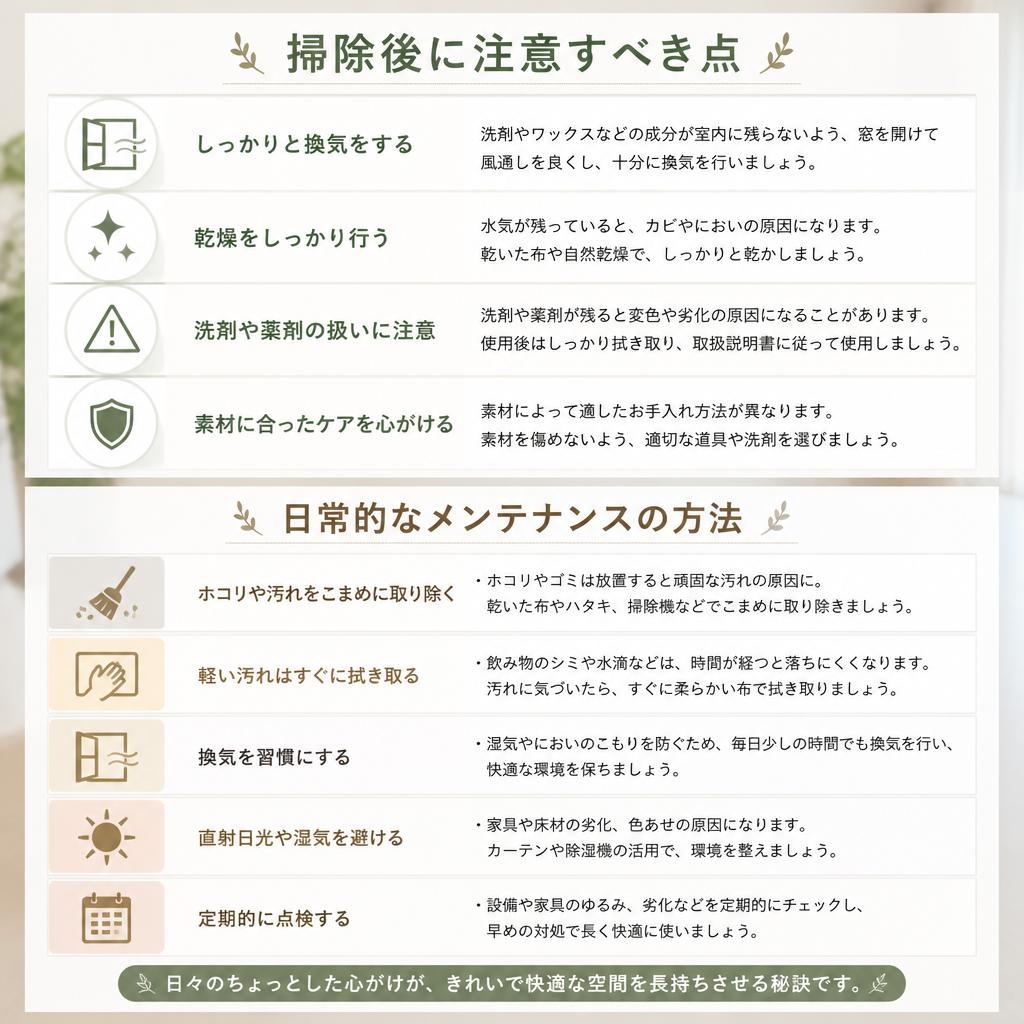 掃除後のメンテナンス法