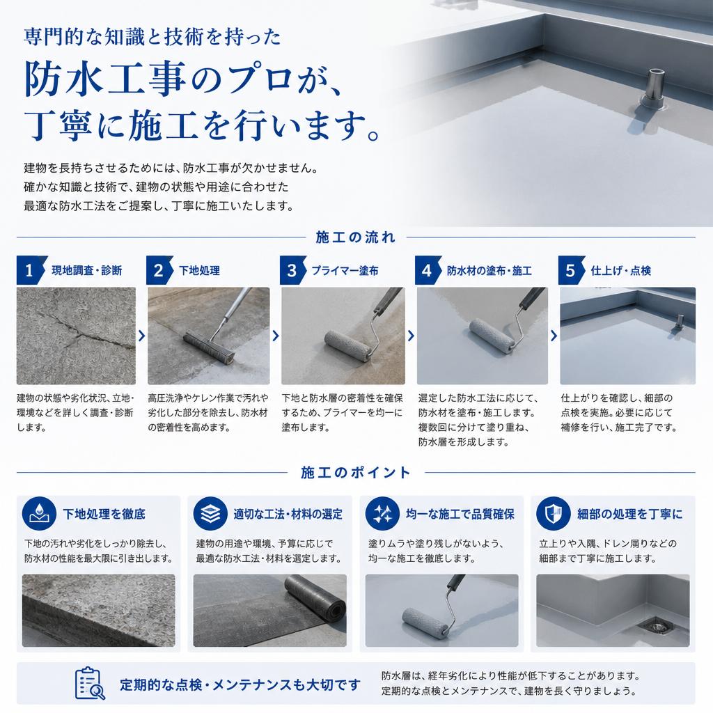 防水工事のプロによる施工